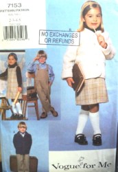 7153 BOY/GIRL LINED JACKET,JUMPER, OVERALLS PATTERN 2-5